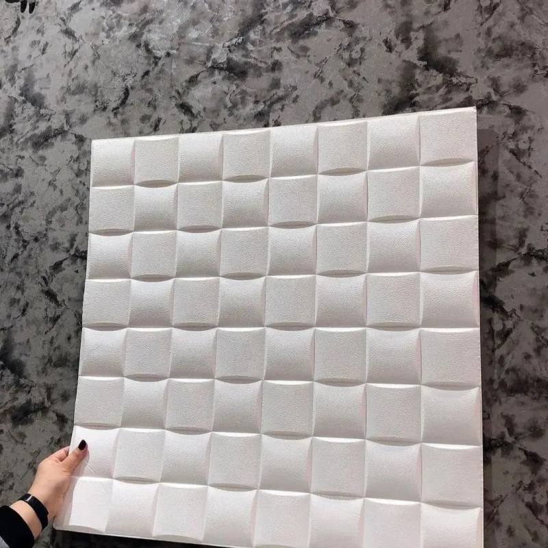 دیوارپوش مدل فومی پشت چسب دار طرح مربع مشبک بسته 5 عددی