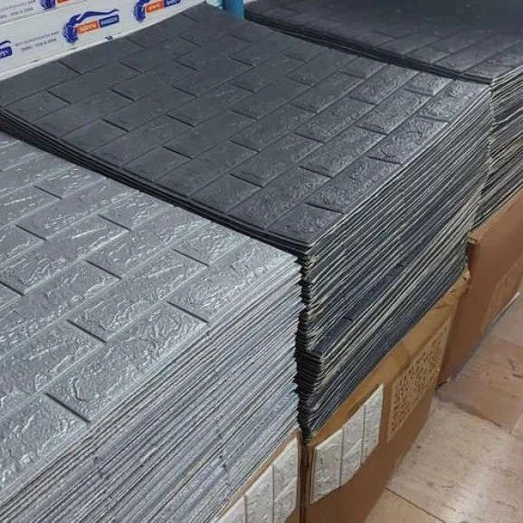 دیوارپوش فومی آجر طوسی 70 در 77 پشت چسبدار